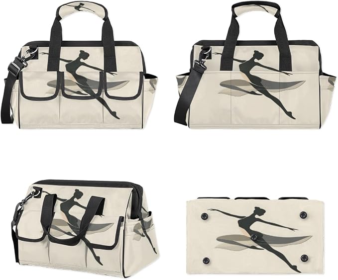 Ballerina Heavy Duty Tool Bag 14.8 Inch Dance Ballet Portable Soft Tool Box Organizer Storage with Adjustable Shoulder Strap