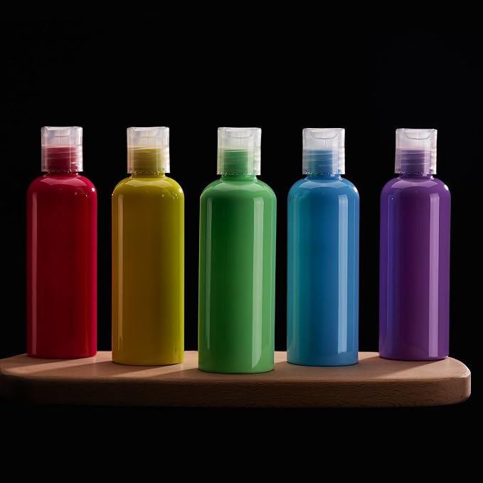 Travel Bottles for Toiletries, 3.4 oz Travel Size Containers, 5pcs, 5Color | Squeezable empty plastic bottles, TSA approved, leak proof, with labels, for liquids & shampoo lotion, gym essentials