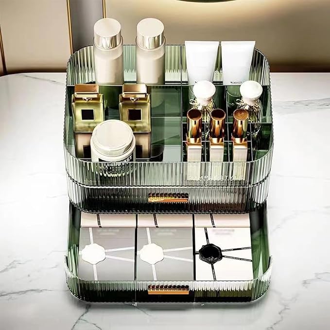 Stackable Makeup Storage Drawers, Bathroom Counter Organizer. | Drawers Can be Stacked, Cosmetic Display Case, Ideal for Make Up, Skincare, Perfume; Suitable for Dresser Top, Vanity