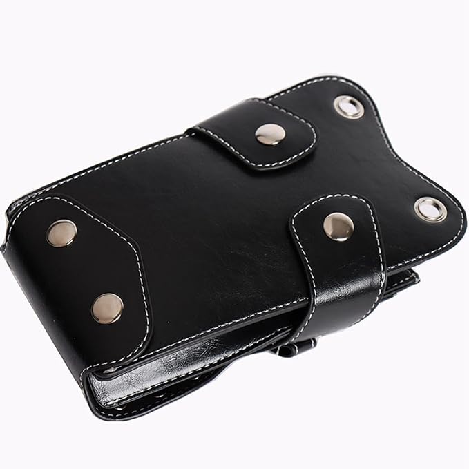 Hairstylist Waist Bag, 7-Slot PU Leather Barber Scissors Tool Bag Shear Holder, Detachable Hair Cutting Organizer for Combs, Clippers, and Spray Bottles (Black)