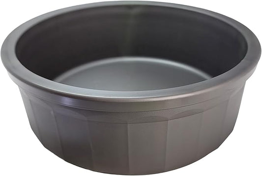 Pet Crock Bowl – Thick Durable Plastic Non-Tip Food & Water Dish for Dogs, Cats & Small Animals – 8 Inch Diameter - Indoor/Outdoor – Chew Resistant, Easy Clean (Gray, Large 48oz)