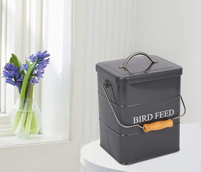 Geyecete Bird Feeder,Bird Food Jar Pet Food Storage Airtight Food Storage Container-Gray