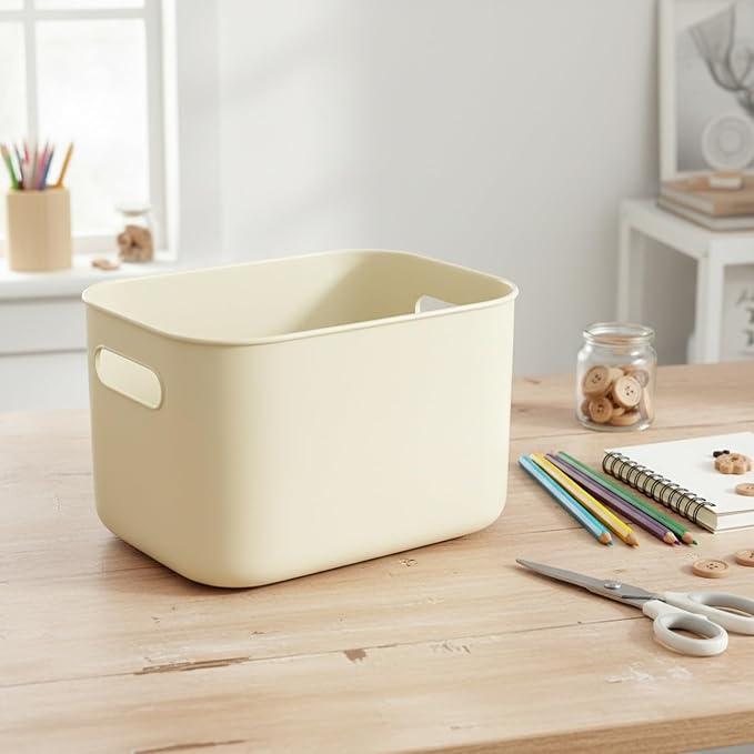 Dog Shaped Storage Bin with Lid and Handle, Decorative PP Plastic Organizer Box for Home, Office, and Craft Supplies