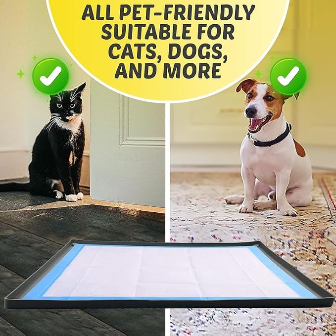 Dog Pee Pad Holder Tray Fits for 28” x 34” Pee Pads - 1 Pack - Grey | Corner Lock Holes, Raised Edges, Non-Spill, Easy to Clean Silicone Dog Potty Tray Holder, For Indoor Floor Protection