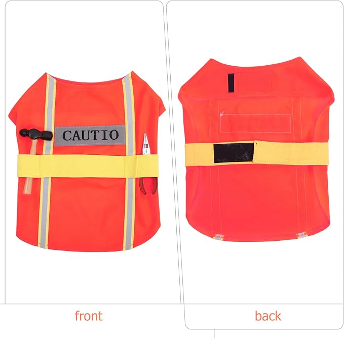 Dog Reflective Vest Construction Worker Pet Costume Christmas Outfits High Visibility Dogs Clothes for Large Medium Small Cats Costumes L