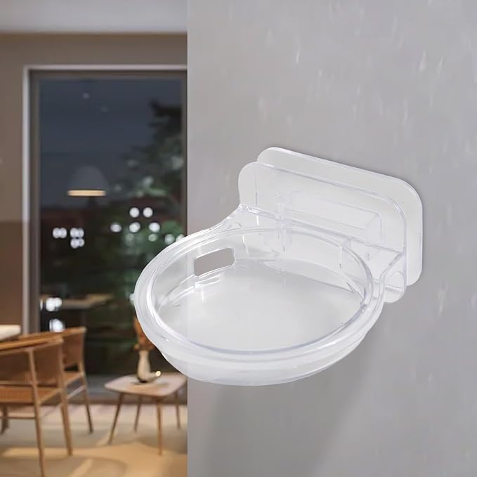 Wall Mount Bracket for Security Camera and Router, Punch-Free Plastic Shelf, White Floating Holder for Baby Monitor, Home Office Organization(Transparent)