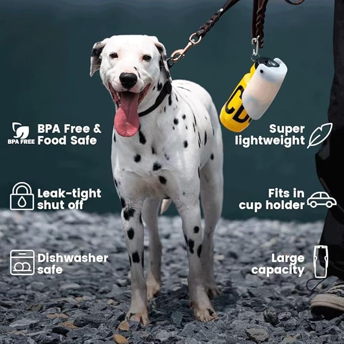 Howgo Dog Water Bottle Portable Travel Water Bottle Dispenser for Dogs, Super Light-Weight, Leak-Proof Bottles for Pets Outdoor Walking, Hiking, Travel,Food Grade Silicone,BPA Free (Red, 21oz)