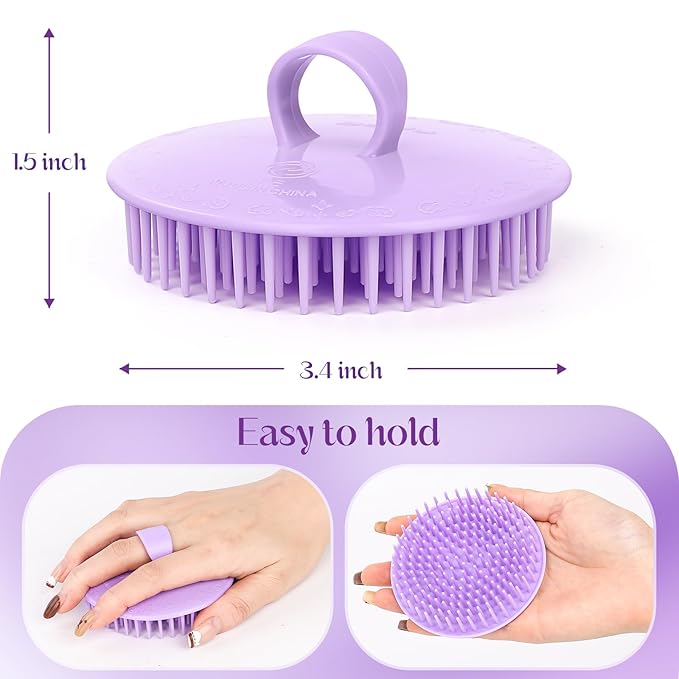 4Pack Hair Scalp Exfoliator Brush Dandruff Cleaning Brush, Flexible Scalp Massager, Shower Shampoo Brush for Home, Office, Travel and Pets-BBTL