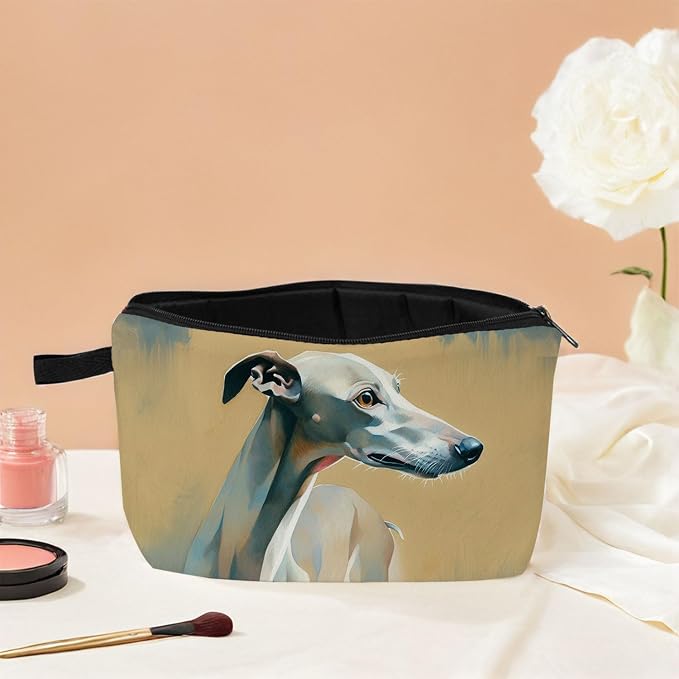 Greyhound Dog Print Women Makeup Bag Travel Cosmetic Organizer Bag Small Zipper Toiletry Bag A Gift for Animal Lovers
