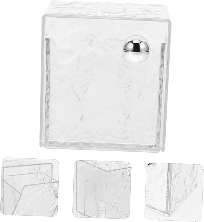 SOLUSTRE Cotton Pad Organizer Canister Box Wall-mounted Storage Holder for Makeup and Design for Easy Access Pet and Material Space-saving Bathroom
