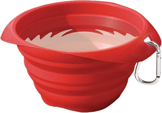 Kurgo Collapsible & Portable Travel Dog Bowl for Food & Water | Portable Water for Dogs | Food Grade Silicone Collapsible Dog Bowl | Pet Travel Accessories | BPA Free | Holdsup to 24 oz | Red