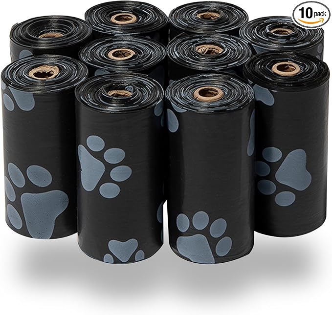 Best Pet Supplies Poop Bags for Dogs - Black, 150 Count | Scented, Leak-proof, Easy-Tear perforations, 15 Thick Bags per roll, Outdoor Walking & Travel, Fits Standard Holders