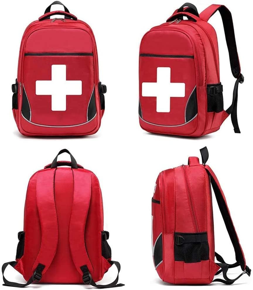 First Aid Bag Empty Red Emergency First Responder Trauma Multi-Pocket Traveling Field Trips Camping Essentials (Red, Pack of 5)