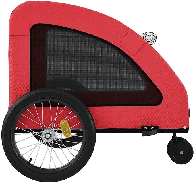 Pet Bike Trailer for Small Dogs, Foldable Bicycle Cargo Trailer with Iron Frame and Oxford Fabric, Includes Mesh Windows, Reflectors and Flag for Safety