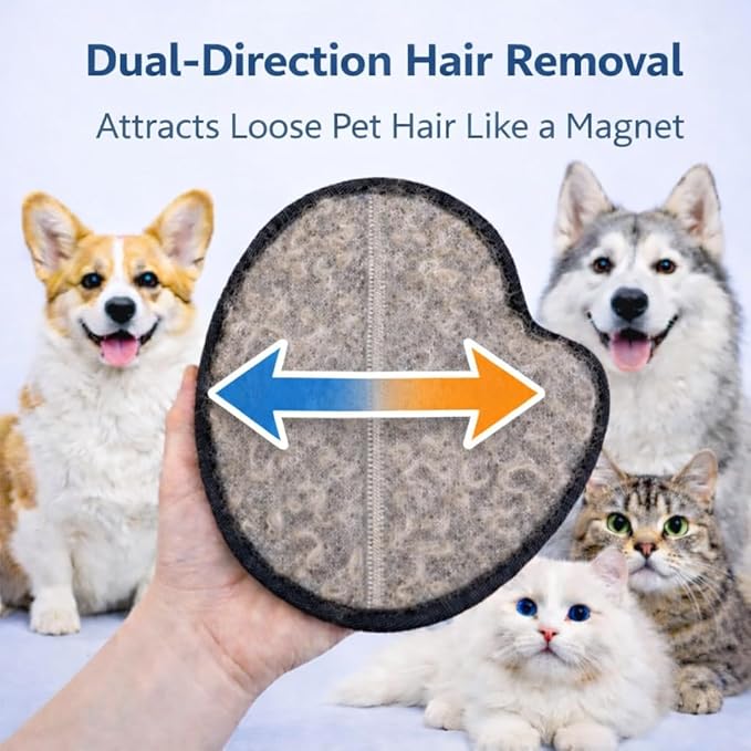 Pet Hair Removal Gloves 2 Pack – Reusable Dog & Cat Hair Remover for Furniture, Couch, Clothes & Car Seats – Electrostatic Fur Remover for Upholstery & Home Cleaning