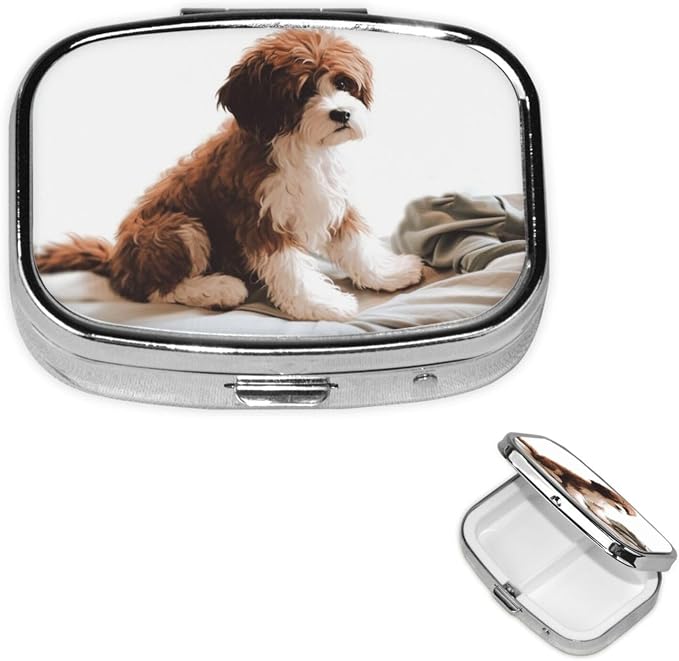 Square Pill Box Pet Dog Pill Case for Purse & Pocket 3 Compartment Pill Organizer Portable Travel Pillbox Medicine Pill Holder Container for Daily Vitamin Cod Liver Oil Storage