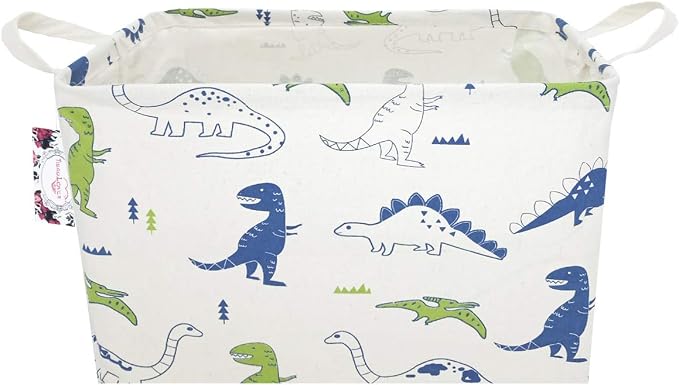 Rectangular Kids Storage Basket Gift Basket Baby Storage Basket Cute Kids Toy Storage Bin Organizer Shelf Book Basket Room Decor(Polychrome Dinosaurs)