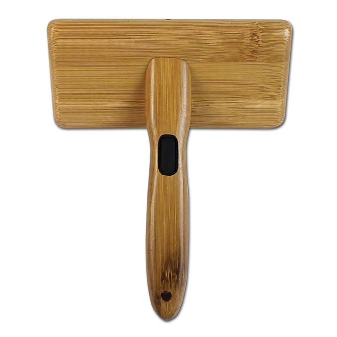 Alcott Bamboo Groom Slicker Brush with Stainless Steel Pins for Pets, Large, Brown
