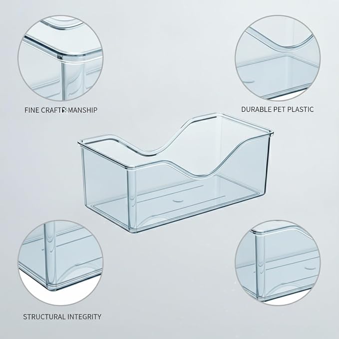 Divided Storage Box with Lid, PET Plastic Organizer for Desktop Drawers, Clear Compartments for Office Supplies Craft Jewelry (1 PC)