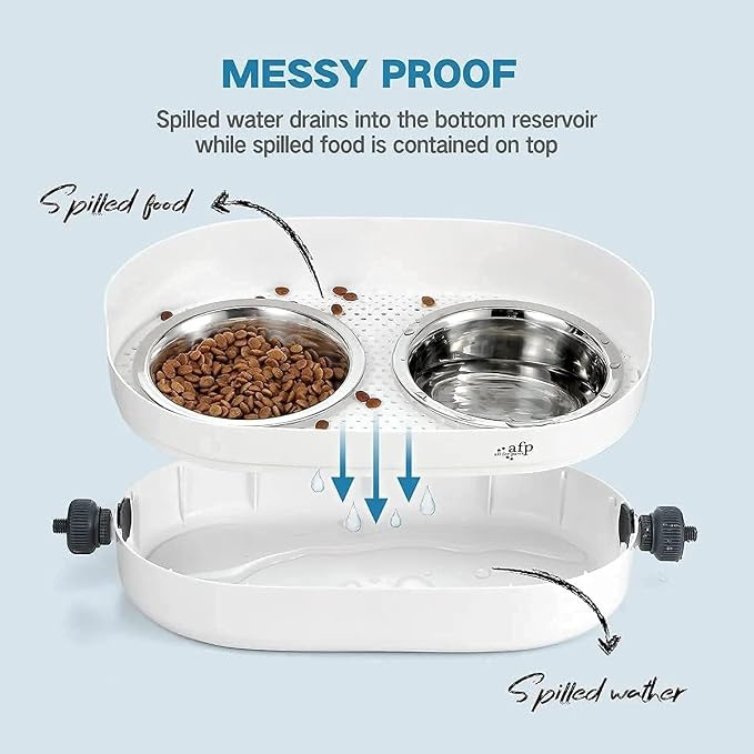 All for Paws Elevated Dog Bowls, Stainless Steel Food & Water Bowls, Height Adjustable Raised Cat Feeder Mess Proof Pet Feeding Bowls for Small to Large Size Dogs