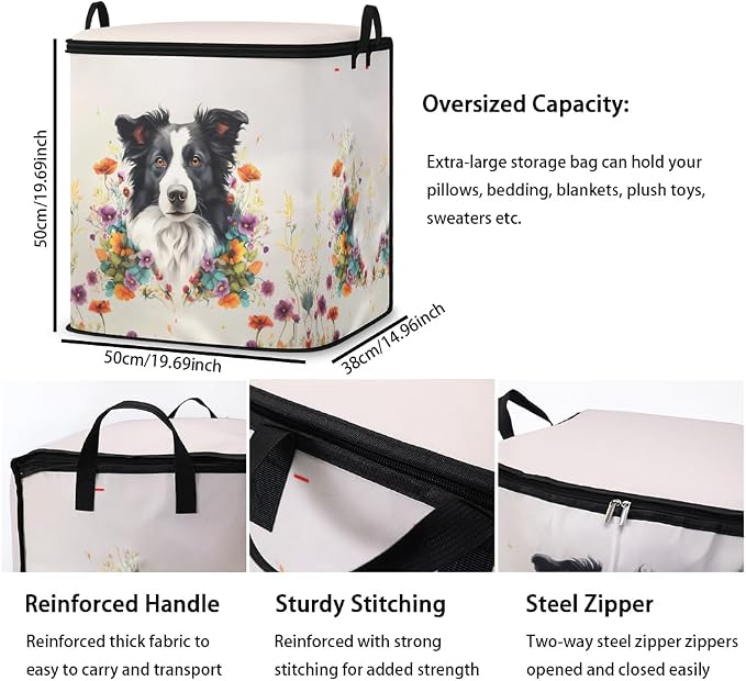 2pcs blanket storage bag for under bed,closet organizers 95L | clothing sweater sheet bedding comforter duvet quilt pillow toy storage bags with lids,dorm room essentials for containers