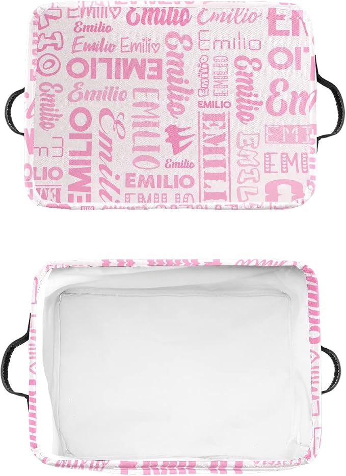 Personalized Toy Box Storage Bins for Boys Girls with Name, Kids Custom Storage Basket Cubes Organizer with Handles, Shelf Closet Storage Baskets Bin Customized Gift, 1 Pack