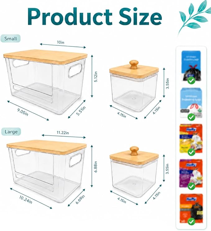 4 PACK Stackable Trash Bag Dispenser Organizer, Multi-Purpose Under Sink Garbage Bag Storage Holder for Kitchen Cabinet Pantry Laundry Room Grocery Plastic Bag Container Organizer
