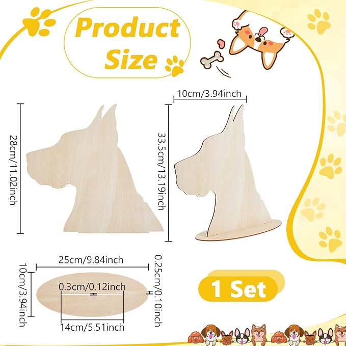 AHANDMAKER Dog Silhouette Display Stand Plywood Pet Scarf Display Cabinet Wood Pet Bib Cases Small Craft Show Photography Props with Easy Installation for Dog Accessory Bib Bandana Scarf Store Display
