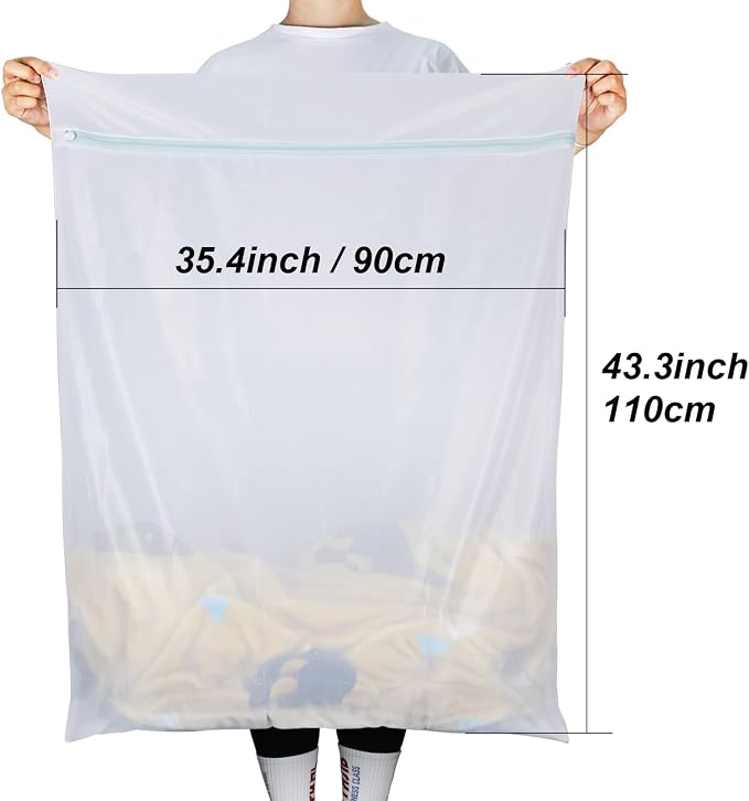 Tenn Well 2Pk 43x35" Extra Large Mesh Laundry Bags Jumbo for Blankets | Mesh bags for delicates, coats, blankets, bedding, toys, pet items, washing machine safe