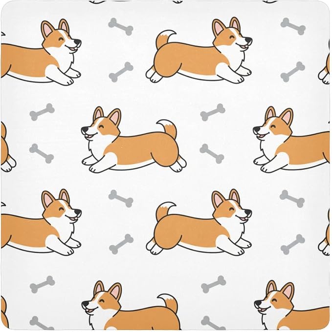 Emelivor Cute Pets Dogs White Pattern Self-Adhesive Magic Cloth Makeup Bag Portable Cosmetic Bag for Travelling Protective Cosmetic Pouch Travel Organizer for Cosmetics Electronics, 13.8x13.8in