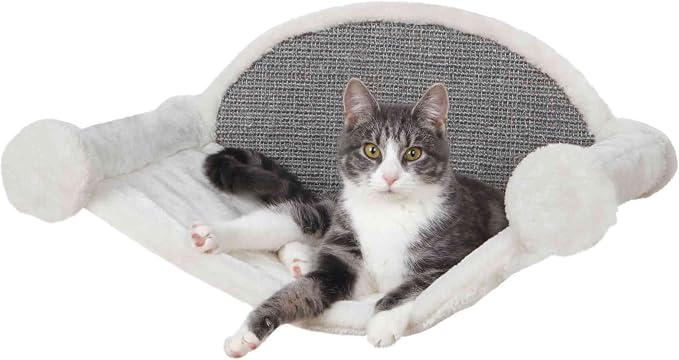 Trixie Wall Mounted Cat Lounge Set with Hammock & Condo – Climbing Shelves with Plush Condos & Sisal Steps – Wall-Mounted Cat Furniture for Scratching & Lounging – Gray, 18.75 x 11 x 11.25 in