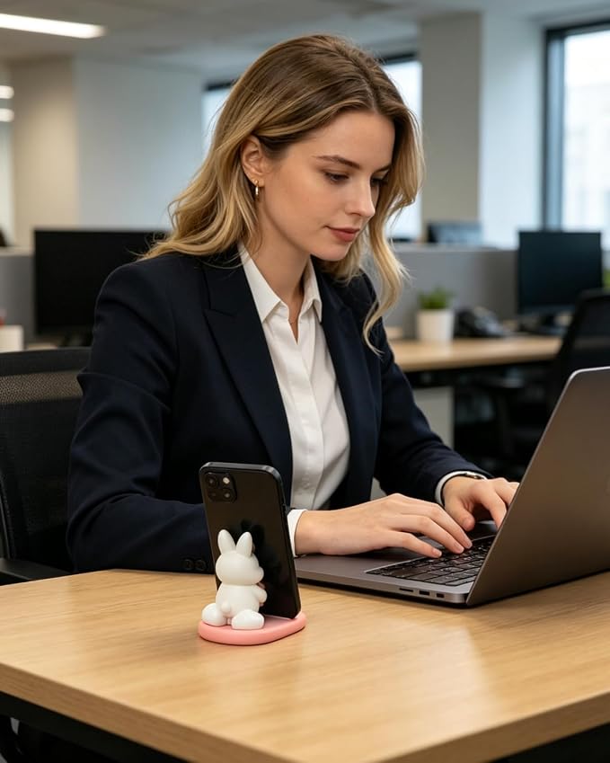 Bunny Phone Stand Mobile Holder Rabbit Desktop Phone Holder Animal Figurine