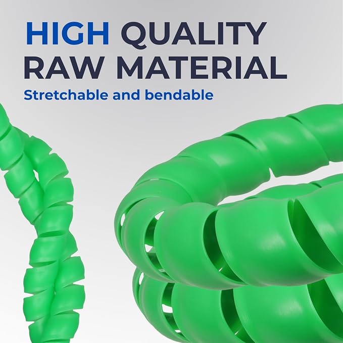 5/16" Spiral Cable Wrap, Plastic Wire Wrap Cord Protectors from Pets No Chew, Spiral Cable Management Sleeve Organizer for Computer Electrical Hydraulic Hose Protector (Green, 25ft)