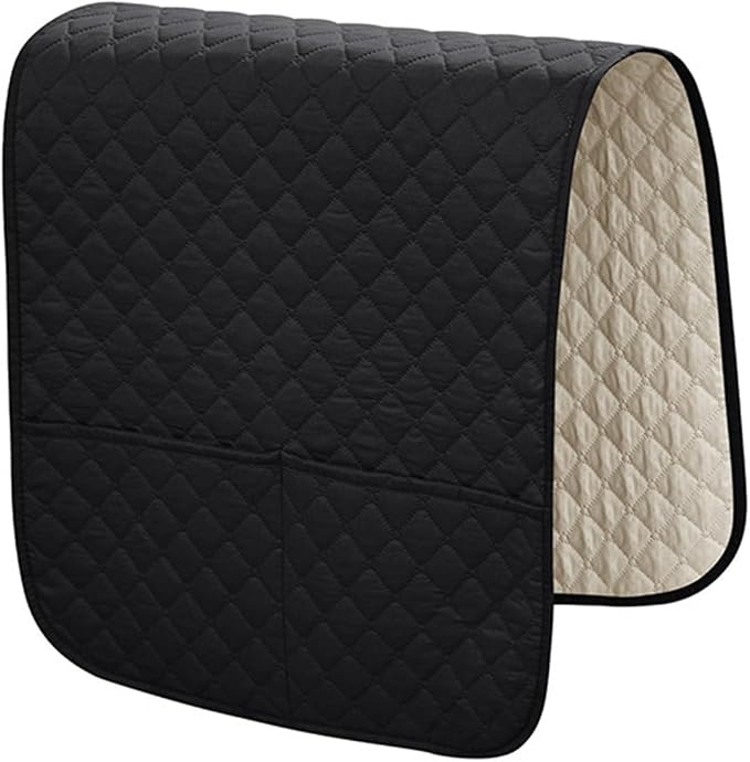 Anti-Slip Arm Rest Covers for Sofa Organizer Polyester Pongee Waterproof Couch Arm Covers with Side Pocket Arm Chair Covers, Arm Chair Bedside Storage(Black)