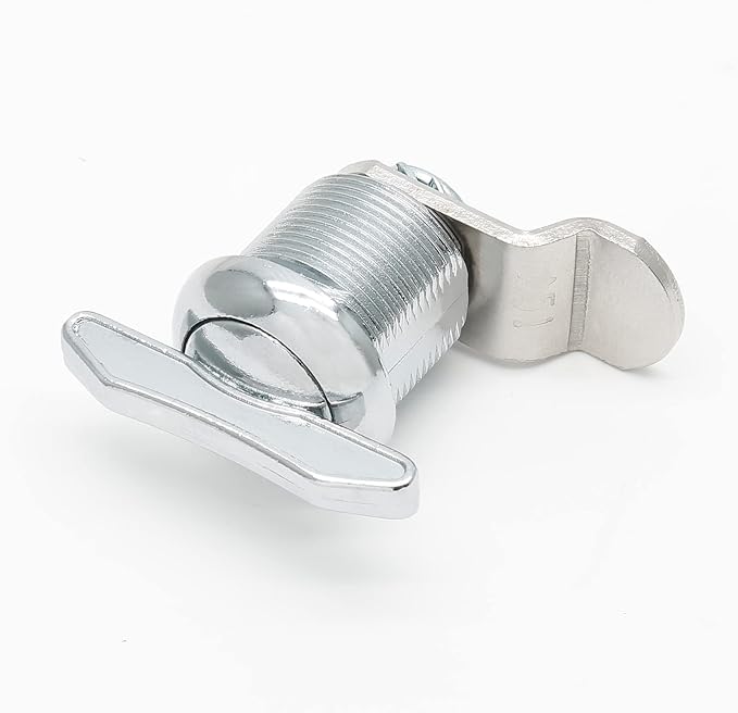 Keyless Thumb Cam Lock 5/8 Inch Offset Cam Chrome Cabinet Latch | Zinc Alloy Body, 5/8 Inch Cylinder, Keyless Twist Handle, Secure Threaded Mount, for RV Doors, Cabinets, Drawers, Tool Boxes