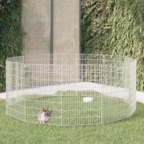 Galvanized Iron Animal Enclosure 12-Panel DIY Exercise Playpen for Small Pets 21.3x31.5 Inch
