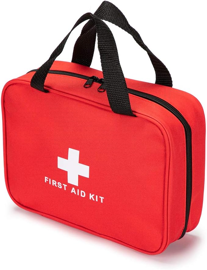 Red First Aid Bag Empty Travel Rescue Pouch First Responder Storage Medicine Emergency Bag for Car Home Office Kitchen Sport Outdoors (Red with Zippered Mesh Bags)