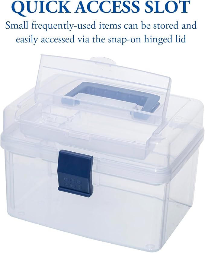 MyGift 10 Inch First Aid Storage Box with Detachable Tray, Quick Access Lid | Portable organizer keeps medical supplies neatly sorted with a removable tray and quick-access lid for everyday readiness