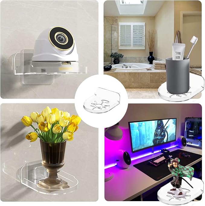 3 Pack Small Shelf, Security Camera Wall Mount Holder, Baby Monitor Mount,360°Rotation Security Bracket,Camera Not Included