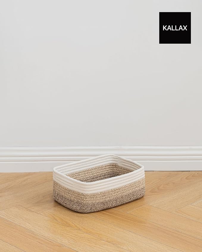 KALLAX Small Woven Storage Basket for Organizing, 12 x 8 x 4.5 inch, 3 Pack | Shelf baskets for closet organization, toy storage and home decor, Perfect as empty gift baskets for holidays, Gradient Brown