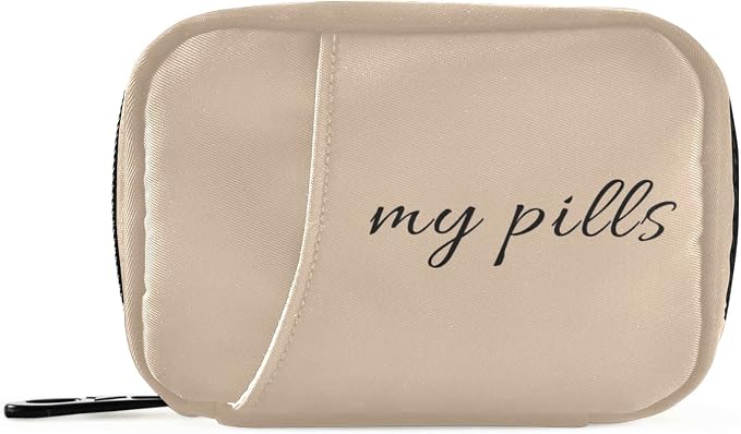 Naanle Text My Pills Pill Box 7 Day Case Bag Travel Organizer with Zipper Portable Weekly Compact Size for Vitamin Supplement Holder A Cartoon Brown 4.6 x 3.14 x 1.88 Inch 0.12 kilograms