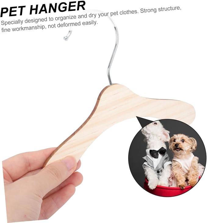 Luxshiny 20pcs Wooden Dog Clothes Hangers Pet Apparel Rack for Organizing Pet Clothing Lightweight Solid Design for Easy Use and Storage