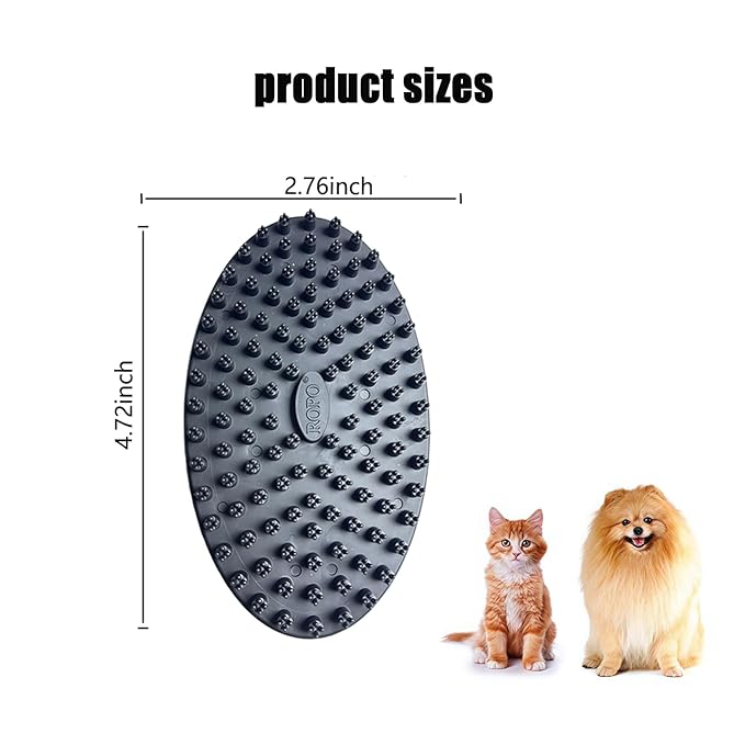 ROPO Double Sided Dog Bath Brush, Pet Grooming Tool with Long and Plum Blossom Teeth, Deep Cleaning and Massage (Blue+Black)