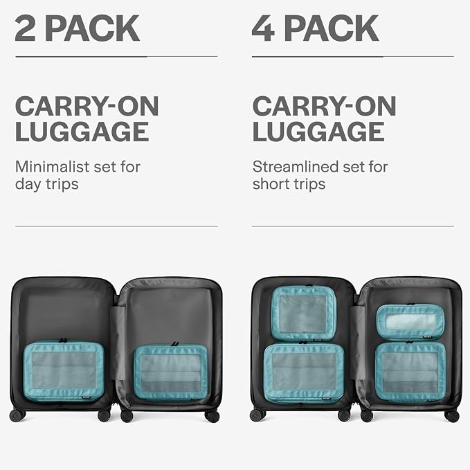 Compression Packing Cubes for Travel, 2-Pack, Teal | Solves overpacking, 2-Piece set fits most carry-ons, 50% Space savings, Compression luggage organizer bags