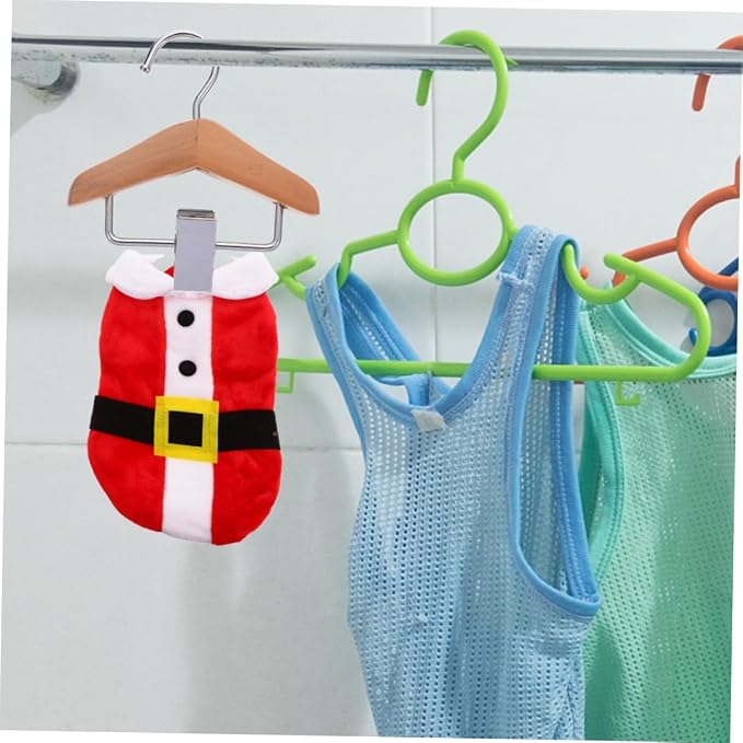 Toddmomy 2pcs Pet Closet Organizer Cat Dog Clothes Hanger Durable Wooden Skirt Clips for Pet Apparel Storage for Garments Natural Color