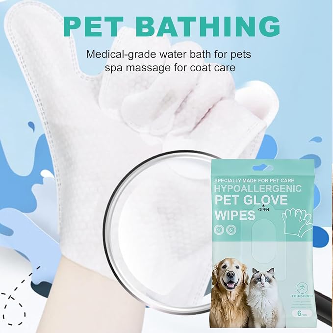 JoanofArc Extra Thick Pet Bathing Wipes for Dogs & Cats, Cleaning & Odor-Controlling Grooming Gloves, Dog Wipes Washing Gloves, for Daily Care and Traveling, Rinse Free, Unscented, 18 PCS