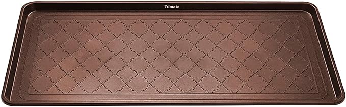 All Weather Boot Tray Extra Large 40"x20" - Brown Plastic Shoe Mat | Multi-purpose mudroom entryway tray with 1.25" raised edges - fits shoes, pet bowls & plants - 100% recycled polypropylene