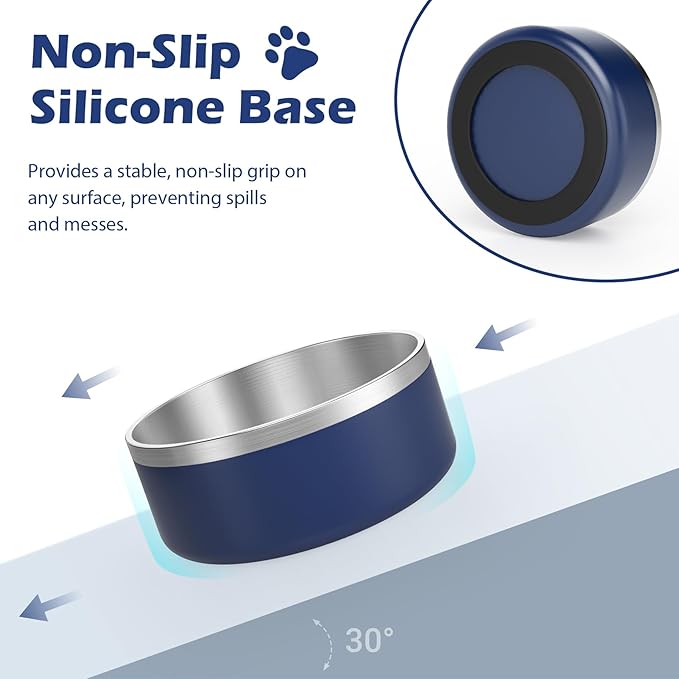 LIANLAI Stainless Steel Dog Bowls, Rust-Resistant Pet Bowls, Non Slip Dog Water Bowl, Versatile Feeding Bowls (Blue，40 oz)