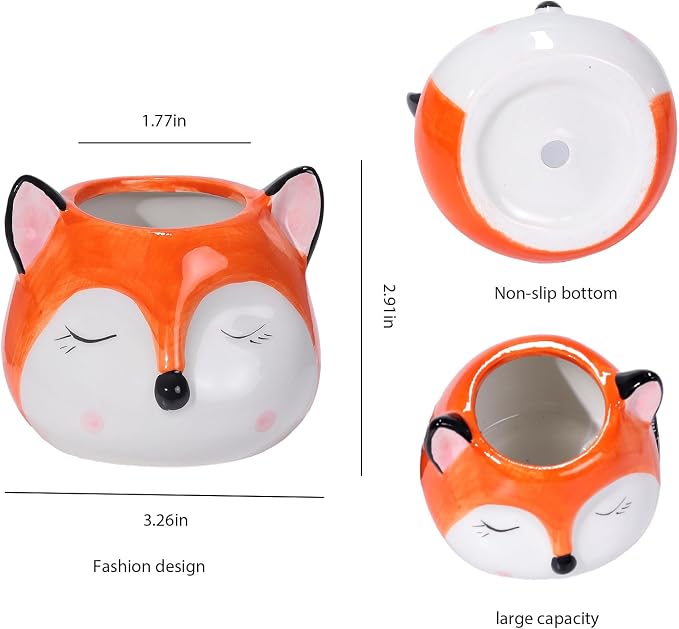 Ceramic Fox Shaped Pen Pencil Holder for Desk Decoration Accessories Fox Decor Makeup Brush Pen Cups Office School Ideal Gifts for Women, Mom or Birthdays