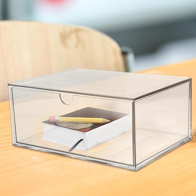 Homoyoyo Plastic Desk Organizer Drawer with Simple Appearance, Pet Material Desktop Storage Box for Office and Living Room, Keeps Items Tidy and Organized